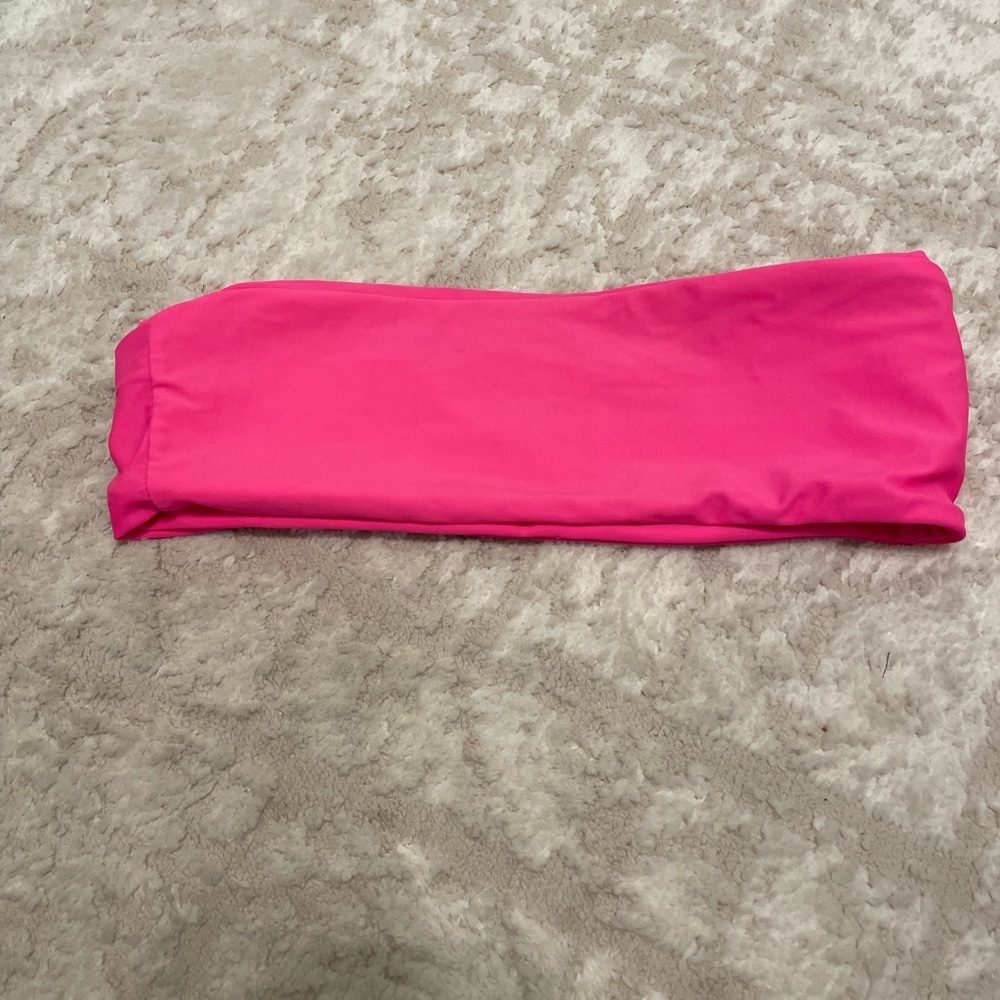 Pink bandeau swim top